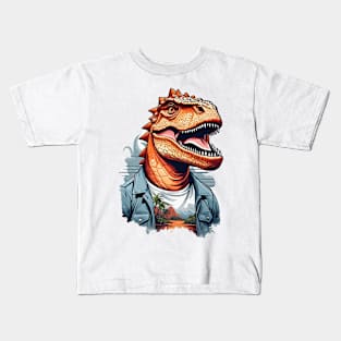 Dinosaur Roar Tropical Adventure AI Art Kids T-Shirt